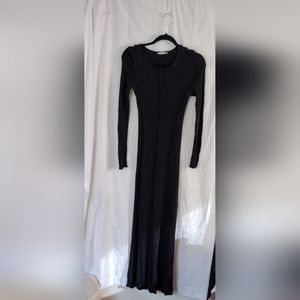 ZARA trsfazuc |SHEER long sleeve MAXI DRESS| Gray| sz S